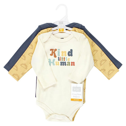 Hudson Baby Bébé Unisexe Bébé Unisexe Bodys à Manches Longues en Coton, Kind Human, 6-9 Mois, Lot de 3 Kind Human, 6-9 Mois