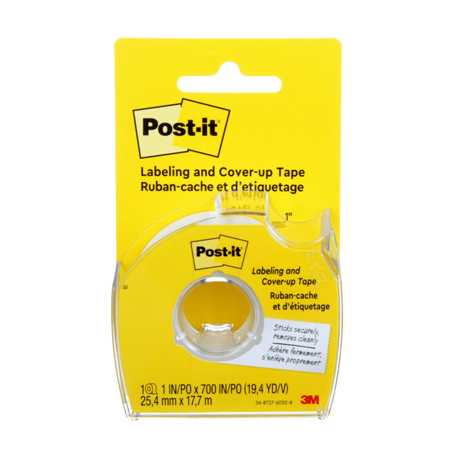 Cinta para etiquetar y cubrir Post-it 658, no recargable, rollo de 2,54 cm x 17,7 m, paquete de 6