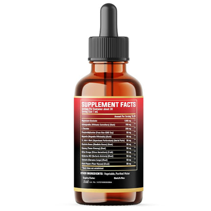 12in1 - Cortisol Supplement Liquid Drops - Cortisol Detox w. Magnesium Glycinate 1000mg, Ashwagandha, L-Theanine, Phosphatidylserine and 8 More Herbals - Hormone Balanced for Women, Mood Focus - 1 Month Supply