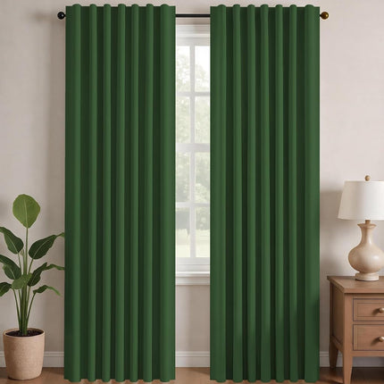Deconovo Short Blackout Curtains for Small Windows Thermal Insulated Rod Pocket and Back Tab Curtains 42Wx45L Inch Dark Forest 2 Panels