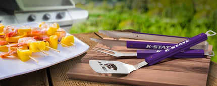 YouTheFan 5021725 NCAA Kansas State Wildcats Spirit Series 3-Piece BBQ Set, 22" x 9", Team Colors