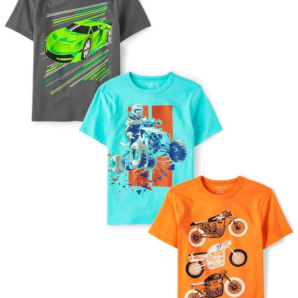 T-shirts à manches courtes à motifs véhicules pour garçons de Children's Place, lot de 3, Extremer, petite taille