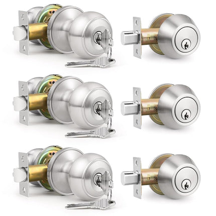 Brotima 3 Pack Keyed Alike Front Door Knob and Dea
