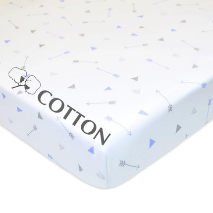 American Baby Company Printed 100% Cotton Jersey Knit Fitted Crib Sheet for Standard Crib and Toddler Mattresses, Silver Blue Arrow, for Boys and Girls