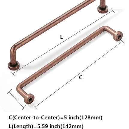 khtumeware 10 Pack 5 inch Hole Center Antique Copper Cabinet Pulls Vintage Aged Cabinet Handle Kitchen Hardware Farmhouse Vintage Dressing Table Drawer Handle Classic Wardrob.