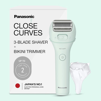 Panasonic Electric Bikini Trimmer, Women's Waterproof, Full-Body Cordless Electric Razors for Women with Bikini Attachments, 3 Hypoallergenic Blades, for Travel, Shower and Everyday Use - ES-AWL6AG