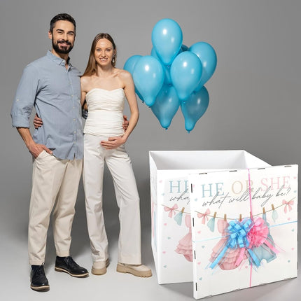 AmazingSpark 28in Giant Gender Reveal Gift Box Kit, Baby Clothes