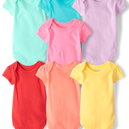 The Children's Place Baby Girls' Butterfly Flutter Bodysuit, Pastel 7-pack, Preemie