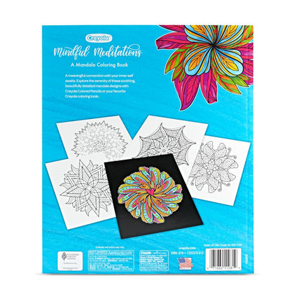 Crayola Mandala Coloring Book, Mindful Meditations, 40 Premium Coloring Pages, Gift, Multicolor