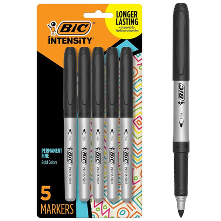 BIC Mark-It Permanent Marker, Fine Point, 5 Markers, Black (GPMP51-Blk)