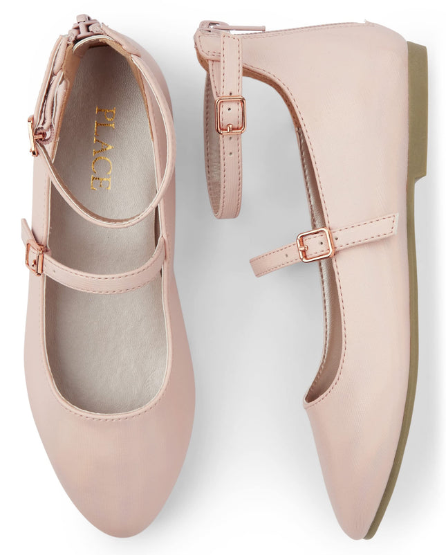 The Children's Place Girls Closed Toe Ballet Flats, Blush Pink, 2 Big Kid