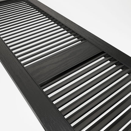 Ekena Millwork LL1S12X02500BL Lifetime Vinyl, Standard Cathedral Top Center Mullion, Open Louver Shutters with Shutter-Loks (Per Pair), Black, 12W x 25H by Ekena Millwork
