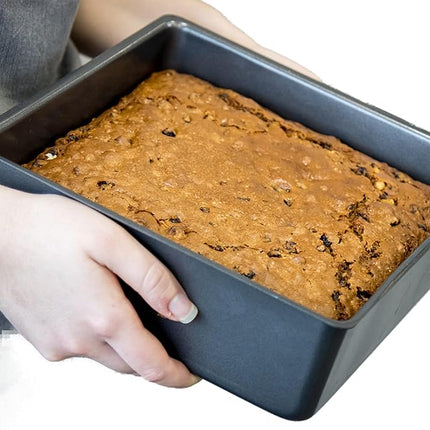 MasterClass KCMCHB35 23 cm Deep Cake Tin with PFOA Non Stick and Loose Bottom, 1 mm Carbon Steel, 9 Inch Square Pan, Grey
