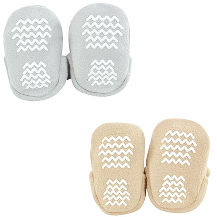 Hudson Baby Baby-Girl's Animal Fleece Booties 2-Pack Socks, Gray Owl Bear, 6-12 Months
