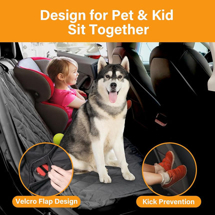 Housse de siège de voiture pour chien Simple Deluxe, imperméable avec fenêtre en filet et 3 poches de rangement, hamac de voiture pour chien durable, anti-rayures et antidérapant de taille universelle, pour voitures, camions, VUS, Standard.