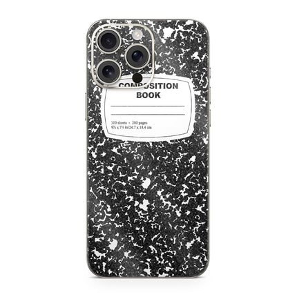 Carcasa de teléfono con purpurina brillante compatible con Apple iPhone 16 Pro Max - Cuaderno de composición - Envoltura protectora de vinilo 3M de primera calidad - Fácil de aplicar | Fabricado en EE. UU. por MightySkins