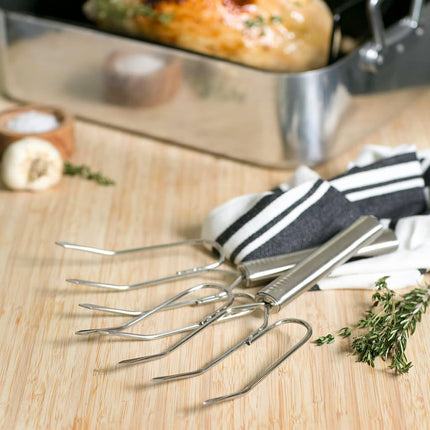 RSVP International Endurance® (LFT-2) Stainless Steel Turkey & Roast Lifters, Set of 2 | Transfer Turkey or Ham Easily | Long Handles for Strong Grip | Dishwasher Safe | Great for Thanksgiving