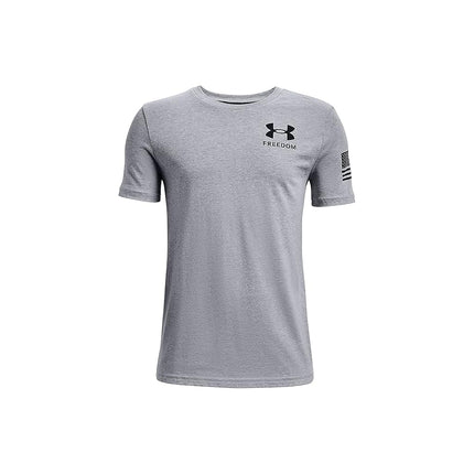 Under Armour Boys' New Freedom Flag T-Shirt, Steel Light Heather (035)/Steel, X-Small