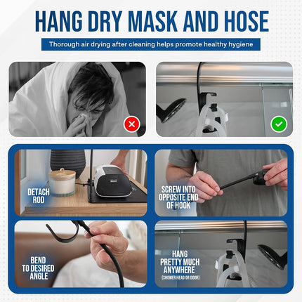 CPAP Cleaning Kit for CPAP Hose and Mask for CPAP Hanger with Brush and Collapsible Wash Basin Bucket Tub - Essential Care Kit for CPAP Users, Suitable for 7 Feet Tubing and 22mm 19mm Diameter
