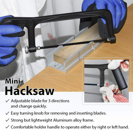 FIRSTINFO H5406 Mini Hand Planer Set with Aluminum Miter Box and Lightweight Hacksaw for Woodworking/Trimming/Wood Planning