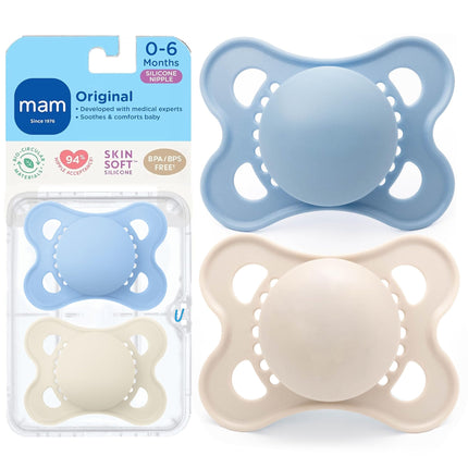 MAM Original Matte Baby Pacifier, Nipple Shape Hel