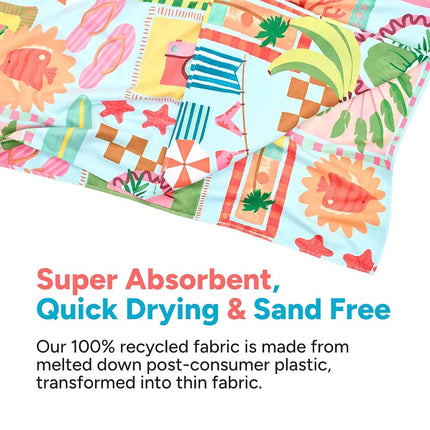 Dock & Bay Beach Towel - Quick Dry, Sand Free - Compact, Lightweight - 100% Recycled - Includes Bag - Wish You were Here - Extra Large (200x90cm, 78x35)