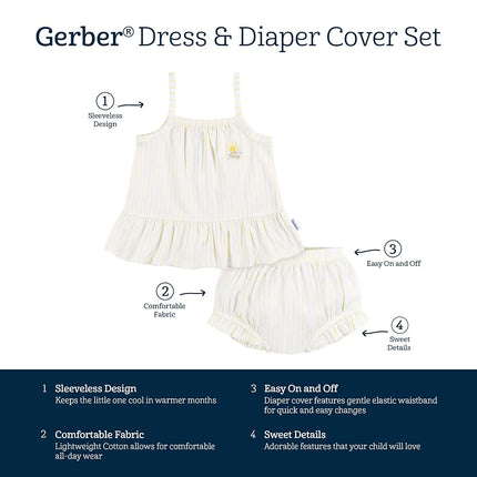 Gerber baby-girls Sleeveless Tunic Top and Diaper Cover Set, Stripe, 24 Months