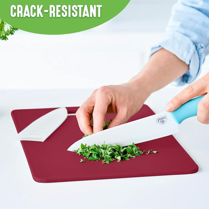 GreenLife Cutting Board Set 8x12 & 10x14, Extra Durable, Meal Prep, Non-Slip, Grip Handles, Crack Resistant, Dishwasher Safe, Reversible, Versatile Kitchen Essentials, Red
