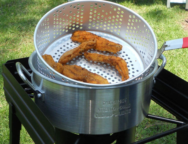 King Kooker KK2 10-Quart Aluminum Fry Pan with Basket , Silver