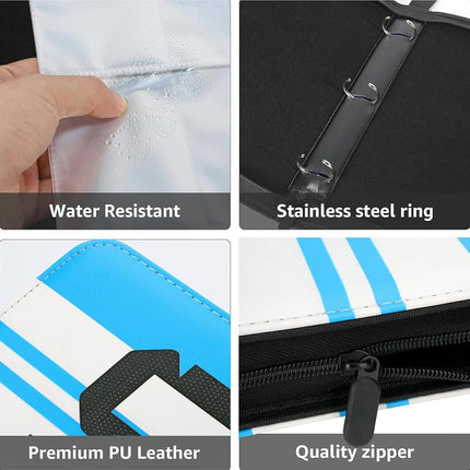 HBK Soccer Card Binder 900 Pockets, PU Leather Sports Cards Holder with 50 Removable Sleeves, 3-ring Trading Cards Binder for Cards Storage (Messi10)