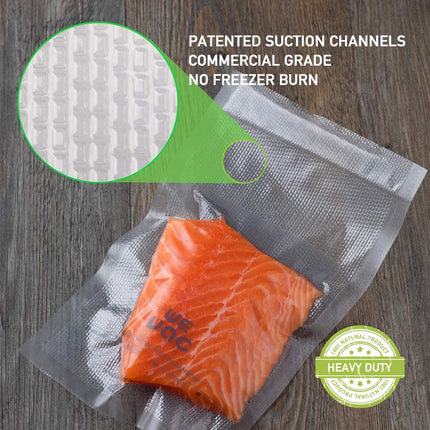Wevac 6''x10'' & 8''x12'' 300 Count Food Vacuum Sealer Bags Keeper, PreCut Quart, Ideal for Food Saver, BPA Free, Commercial Grade, Great for storage, meal prep and Sous Vide