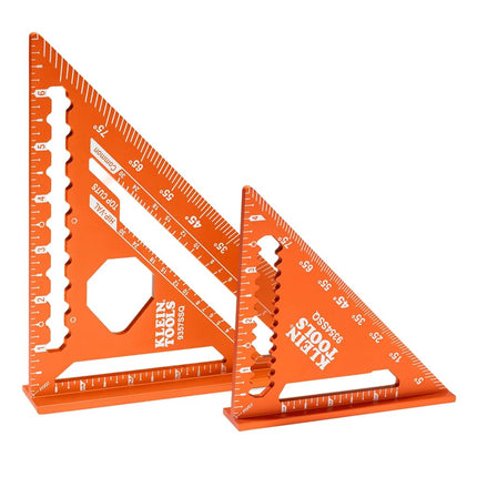 Klein Tools 93547SQVP Trim and Rafter Square Kit, 2-Piece, 4-1/2 and 7-Inch, Carpenter Square Set with Preset Angle Guide, Measuring Tools with Dual Reference Base for Carpentry