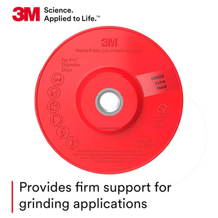 3M™ Disc Back-up Pad Ribbed, 88655, Extra Hard, Red, 4-1/2 in, One Piece