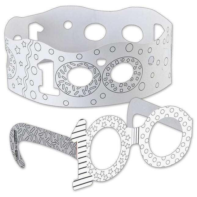 Really Good Stuff 666148 Ready to Decorate 100th Day Glasses and Crowns Kit