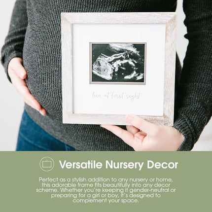 Pearhead Rustic Sonogram Photo Frame, Love at First Sight Baby Keepsake Picture Frame, Gender-Neutral Nursery Décor, Ultrasound Photo