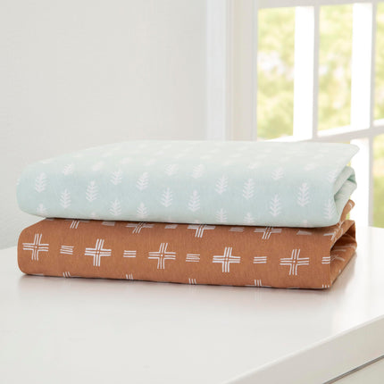 Sábanas ajustables para cuna Delta Children para niñas y niños - Sábana de cuna 100% algodón orgánico para cunas estándar y colchones para niños pequeños - 71x132 cm - Certificado GOTS (paquete de 2), Boho Neutral