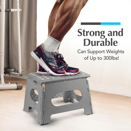 Folding Step Stool - Lightweight, Ultra-Sturdy, Portable & Multi-Functional – Ideal for Adults, Kids, and Seniors – Non-Slip Grip, Easy Storage, and High Weight Capacity. (Grey | 2-Pack)