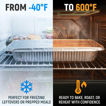 Paclord Aluminum Pans with Lids - 21" x 13" Full Size Foil Pans with Lids, Pack of 25 Pans and 25 Lids, USA-Made Disposable Aluminum Trays for Chafing Racks - Great for Cooking, Heating, Food Storing