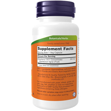 NOW Elderberry 500 mg,60 Veg Capsules