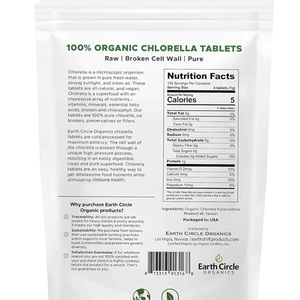Earth Circle Foods Chlorella Tablets, 1000 Count