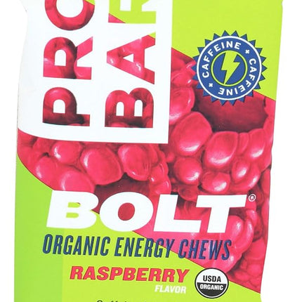 PROBAR - BOLT Organic Energy Chews, Raspberry, 12 Count - USDA Organic, Gluten-Free, Fast Fuel Gummies
