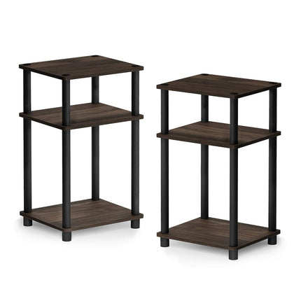 Furinno JUST Set of 2, 3-Tier Tool-Free Bedside Table, Columbia Walnut