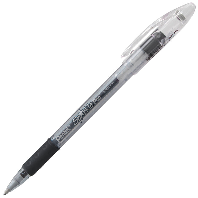 Pentel Sparkle Pop Bolígrafo de gel metálico, (1.0mm) Trazo grueso, Tinta negra/roja, Caja de bolígrafos (K91-DA)