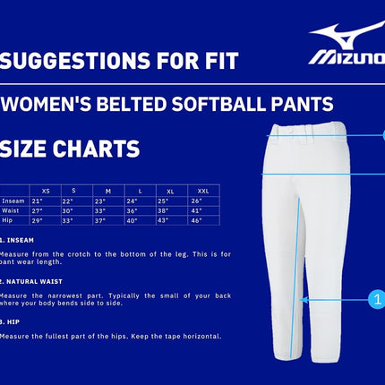 Mizuno Adult Women's Belted Low Rise Fastpitch Softball Pant Red