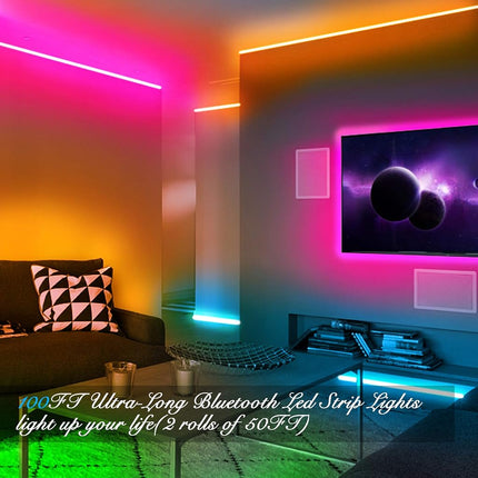 DAYBETTER Tiras de luces LED de 30 m (2 rollos de 15 m) con control inteligente mediante aplicación y control remoto, luces LED RGB 5050 para dormitorio, luces que cambian de color con sincronización de música para fiestas en habitaciones