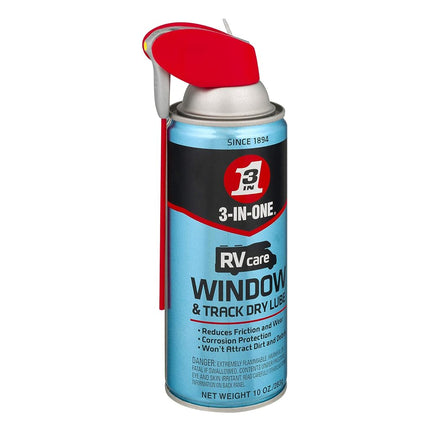3-IN-ONE-120091 RVcare Window & Track Dry Lube with SMART STRAW SPRAYS 2 WAYS, 10 OZ - Silver