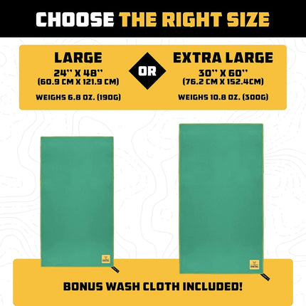 Wise Owl Outfitters Camping Towel - Ultra Soft Compact Quick Dry Microfiber - Great For Fitness, Hiking, Yoga, Travel, Sports, Backpacking & The Gym Large 24x48 Green