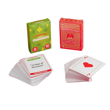Buffalo Games - Holiday Family Card Game 2 Pack - Ho Ho Holiday Cards and Family Charades - Family Game Night Staple - Ages 6 and Up