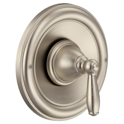 Moen Brantford Trousse de garniture de baignoire et de douche traditionnelle à équilibrage de pression en nickel brossé, poignée de levier de douche de salle de bain avec rosace (robinet Posi-Temp requis), T2151BN