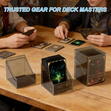 Mlikero Card Deck Boxes, Set of 6 Acrylic Commander Deck Boxes Holds 100+ Cards with Sleeve with 6 Dividers, Ideal Heavy Duty Card Storage Box
